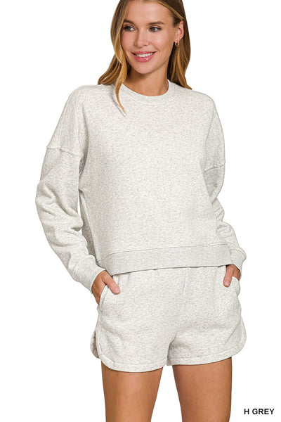 Fleece Long Sleeve Sweatshirts & Shorts Set 4389