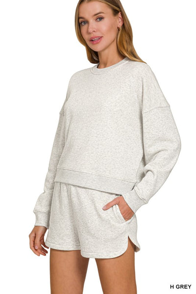 Fleece Long Sleeve Sweatshirts & Shorts Set 4389