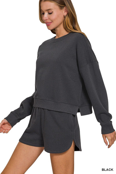 Fleece Long Sleeve Sweatshirts & Shorts Set 4389