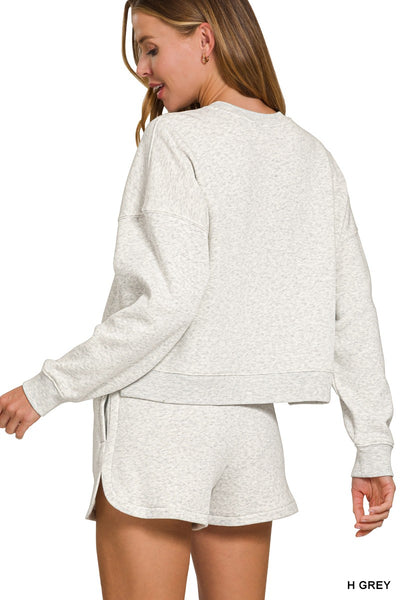 Fleece Long Sleeve Sweatshirts & Shorts Set 4389