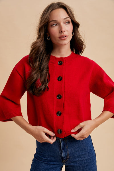 Half Sleeve Button Down Knit Cardigan 8453