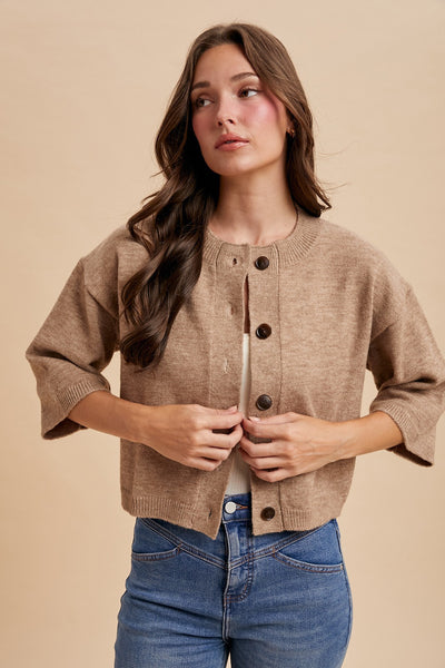 Half Sleeve Button Down Knit Cardigan 8453
