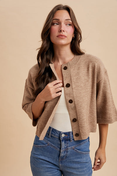 Half Sleeve Button Down Knit Cardigan 8453