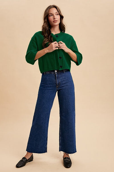 Half Sleeve Button Down Knit Cardigan 8453