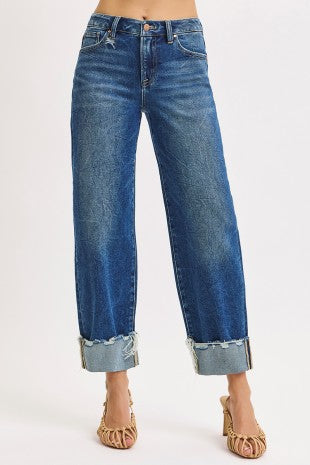 Risen High Rise Crop Boyfriend Cuffed Jean 21295