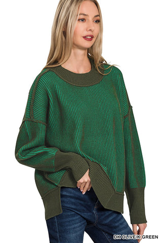 Exposed Seam Two Tone Sweater 2628