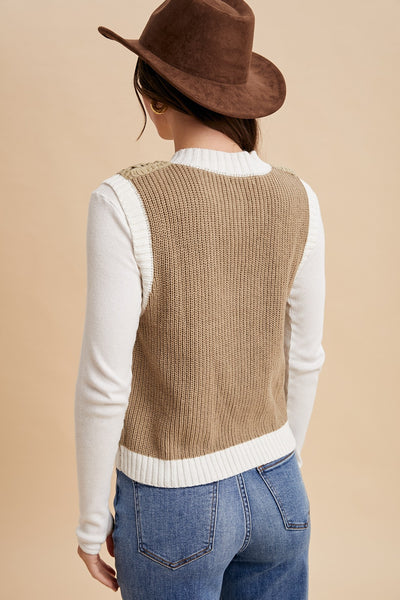 Mesh Crocket Front Sweater Vest 8482
