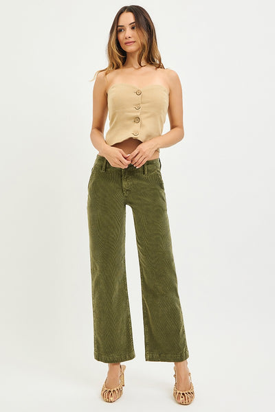 Risen Tummy Control Mid Rise Ankle Corduroy Pants 21306