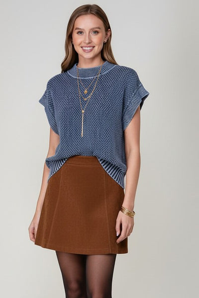 Cap Sleeve Mineral Wash Sweater 1652