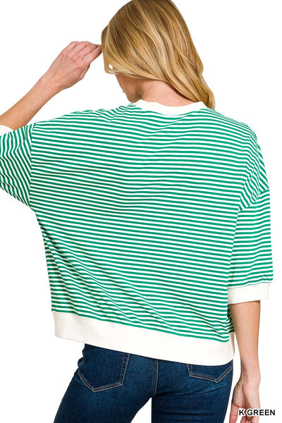Striped Contrast Trim Banded Top 3481