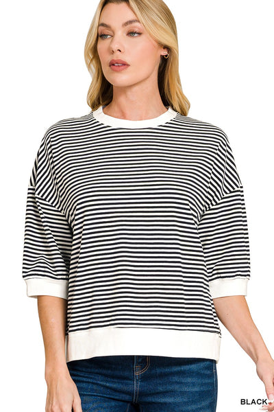 Striped Contrast Trim Banded Top 3481