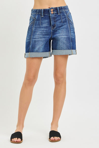 Risen High Rise Seamed Roll Up Shorts 6447