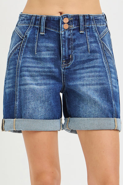 Risen High Rise Seamed Roll Up Shorts 6447