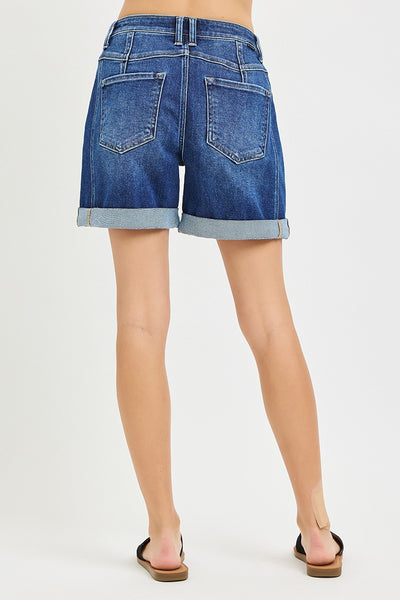 Risen High Rise Seamed Roll Up Shorts 6447