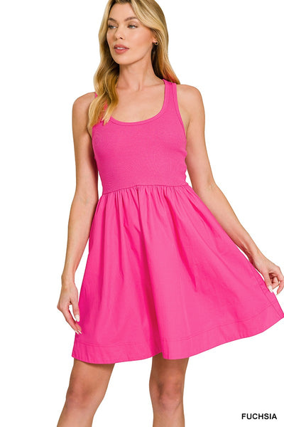 Combed Knot and Woven Dress with Pockets 7372