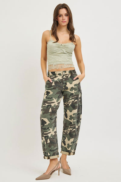 Risen High Rise Ankle Barrel Roll Up Pants 21201