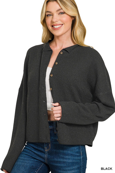 Collared Button Down Cardigan Sweater 2719