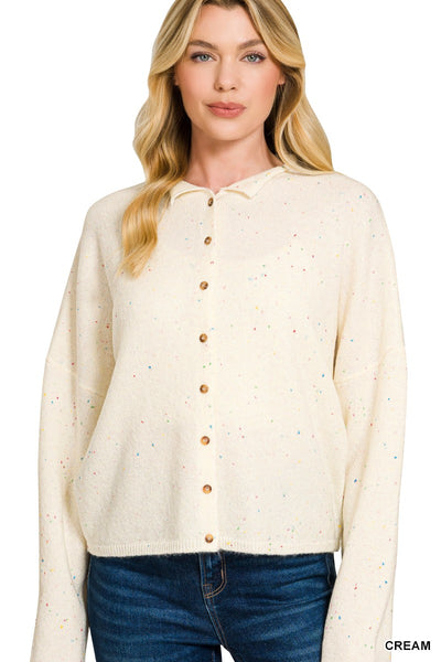 Collared Button Down Cardigan Sweater 2719
