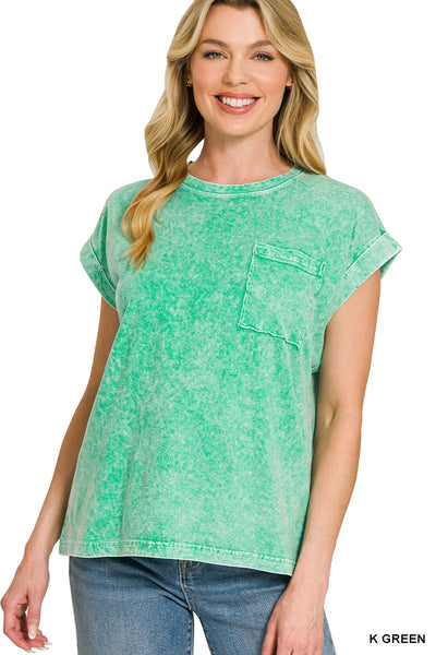 Halo Snow Washed Cuffed Short Sleeve Tee 3576