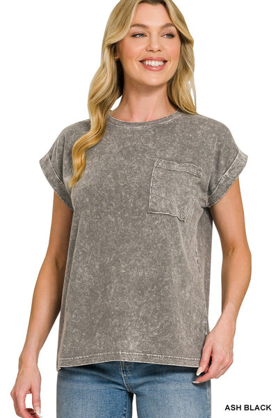 Halo Snow Washed Cuffed Short Sleeve Tee 3576