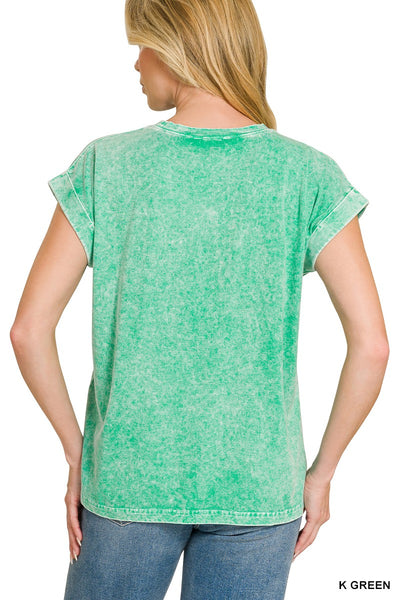 Halo Snow Washed Cuffed Short Sleeve Tee 3576