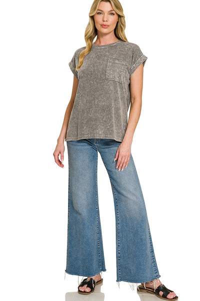 Halo Snow Washed Cuffed Short Sleeve Tee 3576