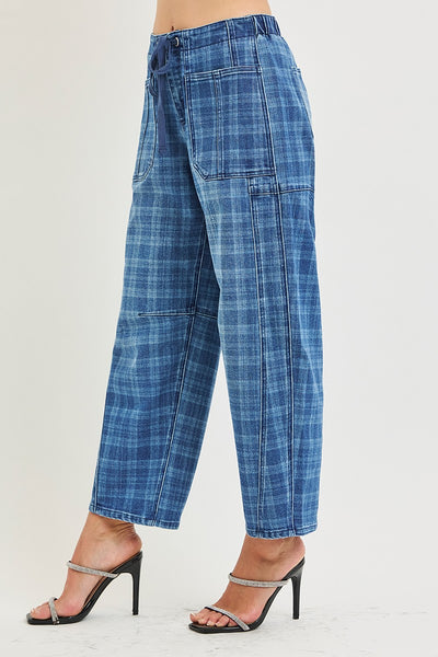 Risen Slouchy Barrel Plaid Jeans 21258