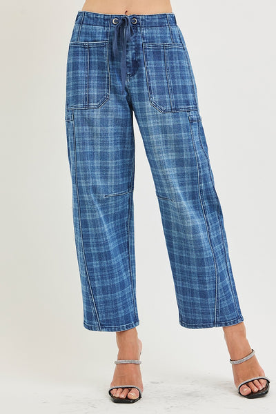 Risen Slouchy Barrel Plaid Jeans 21258