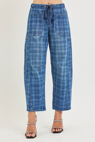 Risen Slouchy Barrel Plaid Jeans 21258