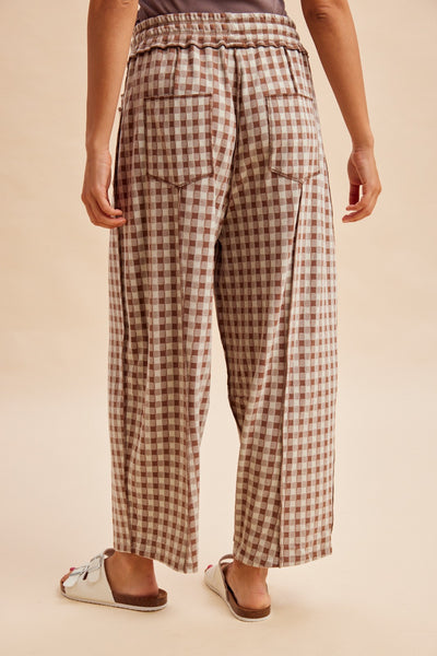 Soft Brushed Check Barrel Fit Utility Knit Pants 6612A