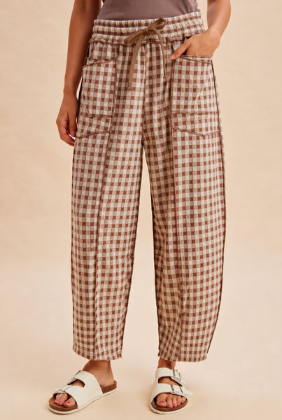 Soft Brushed Check Barrel Fit Utility Knit Pants 6612A