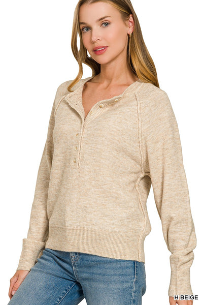 Half Button Henley Sweater 2753