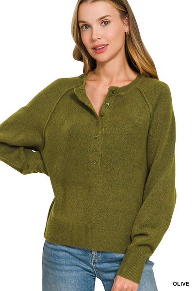 Half Button Henley Sweater 2753