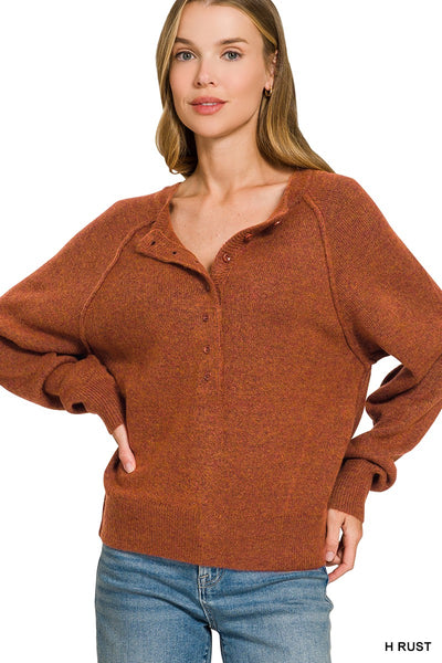 Half Button Henley Sweater 2753