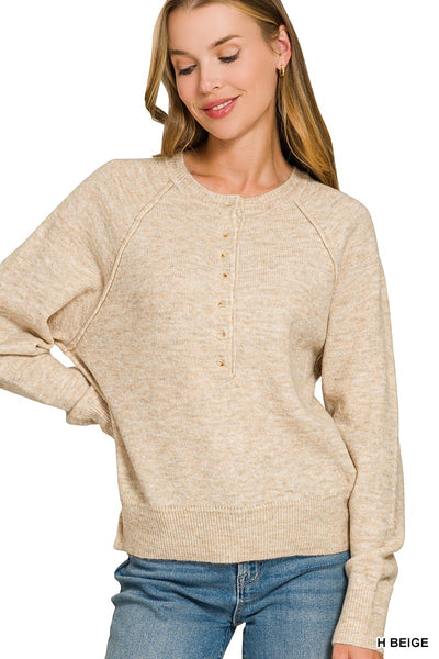 Half Button Henley Sweater 2753