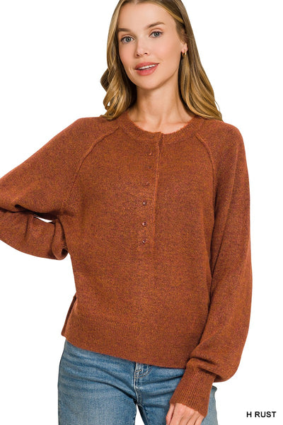 Half Button Henley Sweater 2753