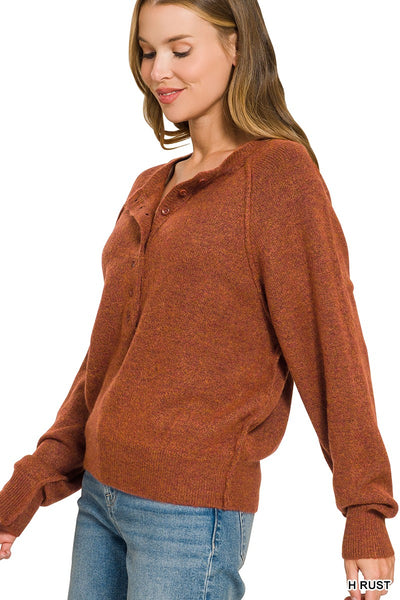Half Button Henley Sweater 2753