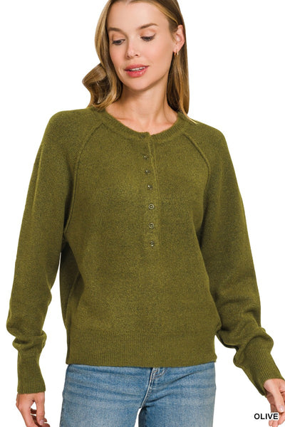 Half Button Henley Sweater 2753
