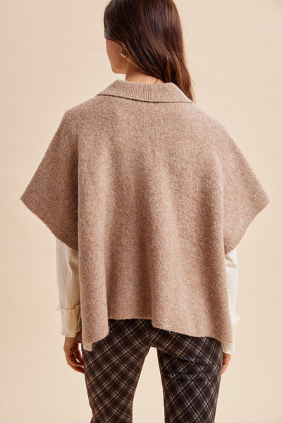 Side Slit Sweater Cape Cardigan 8897
