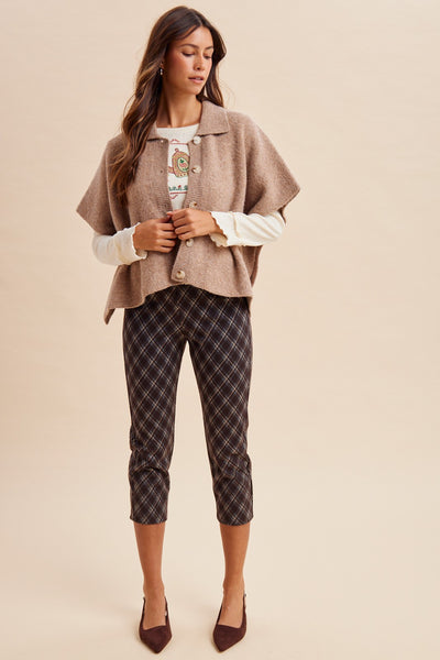 Side Slit Sweater Cape Cardigan 8897