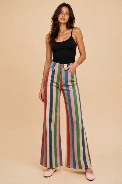 Comfort Stretch Multi Stripe Retro Wide Leg 6462