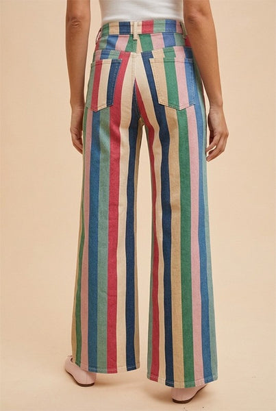 Comfort Stretch Multi Stripe Retro Wide Leg 6462