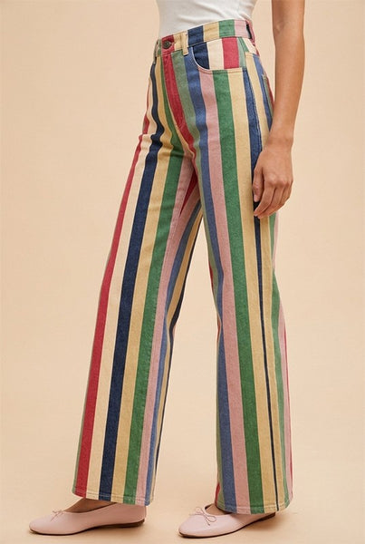 Comfort Stretch Multi Stripe Retro Wide Leg 6462