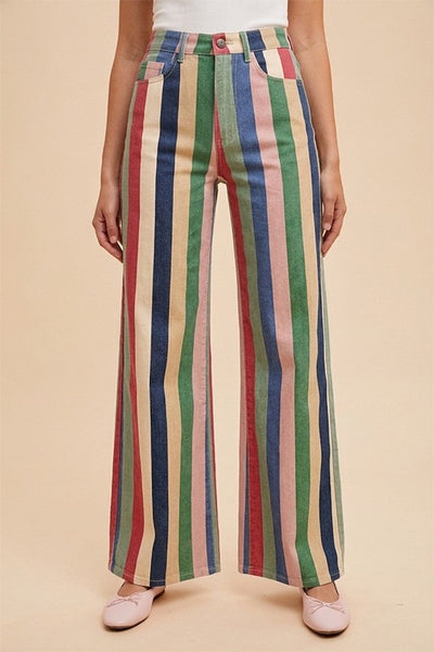 Comfort Stretch Multi Stripe Retro Wide Leg 6462
