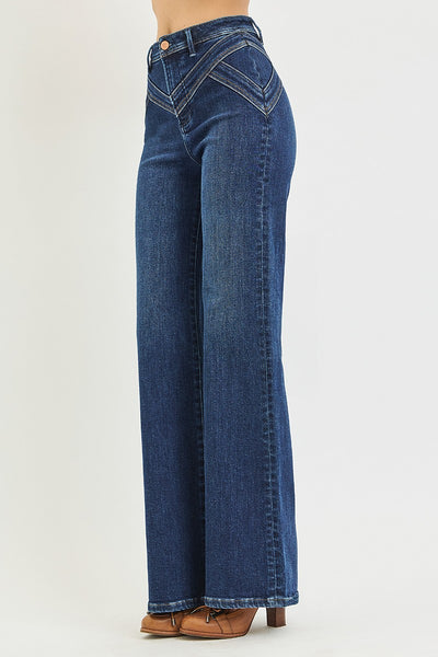 Risen High Rise Wide Leg Yoke Detail Jeans 20015