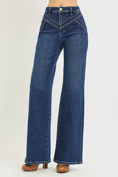 Risen High Rise Wide Leg Yoke Detail Jeans 20015
