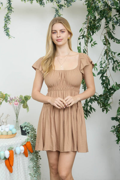 Shirred Flounce Mini Dress 2954