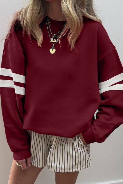 Varsity Striped Detail Drop Shoulder Sweatshirt 578