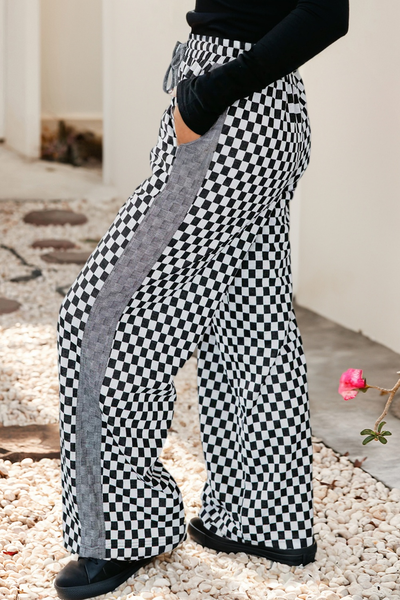 Checkerboard Drawstring Waist Pants 122
