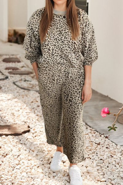 Leopard Wide Leg Pant Set 8455